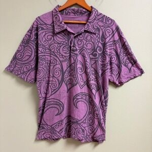 Manuhealii Mens Polo Shirt Size XL Hawaiian Royalty Purple Cotton Made in USA